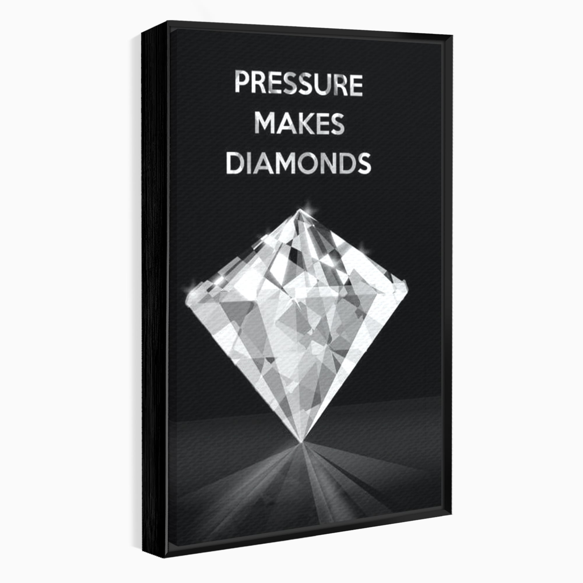 Tablou canvas cu tablou motivational cu diamant argintiu, in rama de aluminiu negru