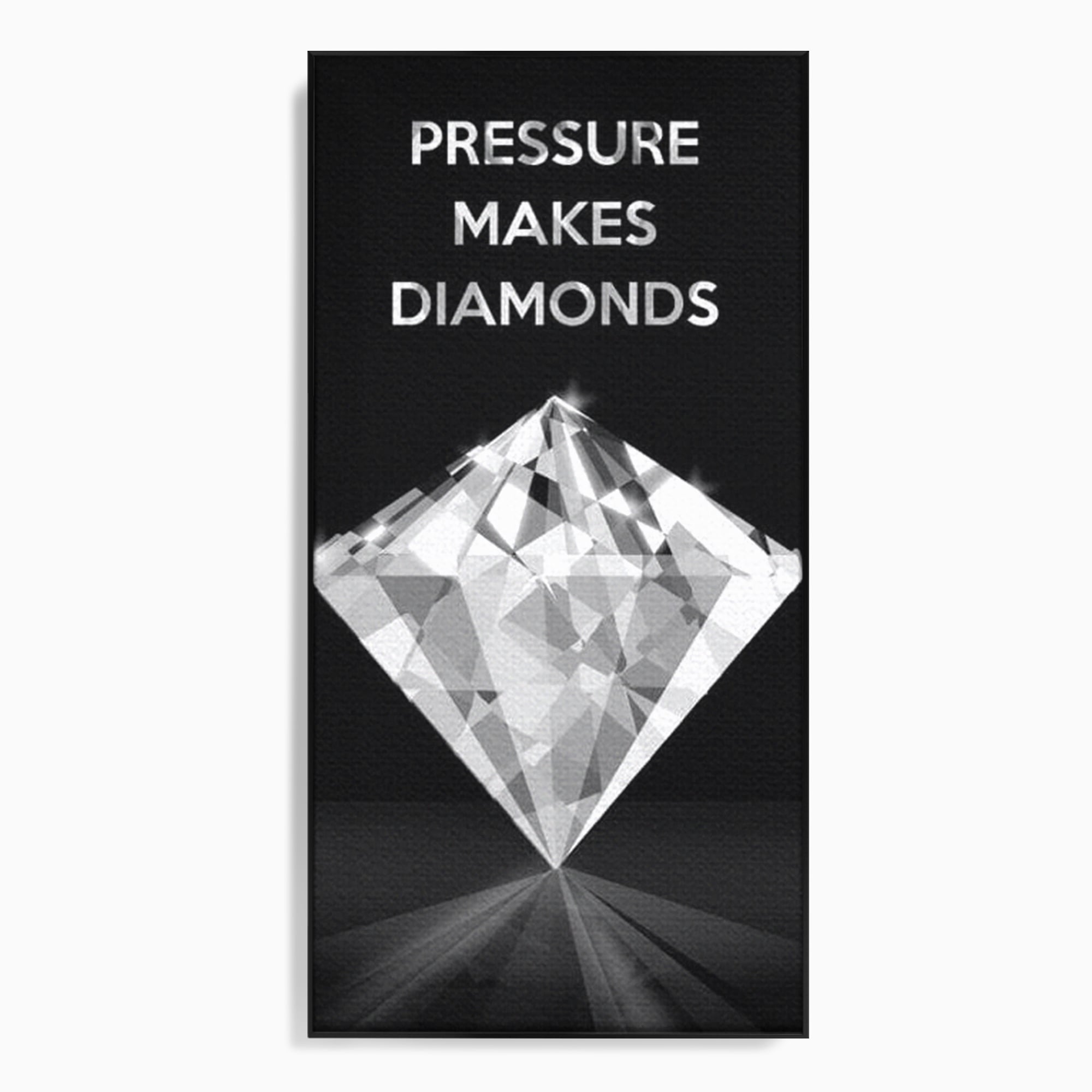 Tablou canvas cu tablou motivational cu diamant argintiu, in rama de aluminiu negru