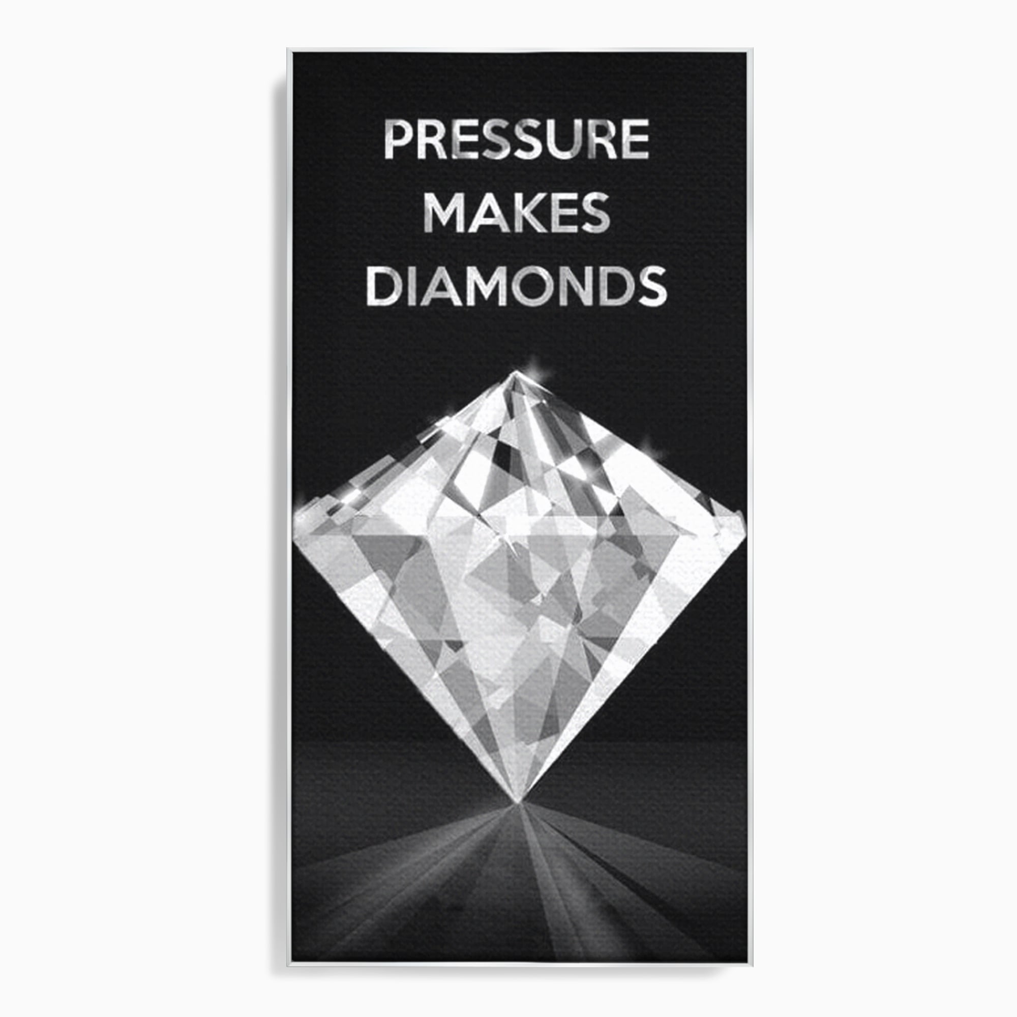 Tablou canvas cu tablou motivational cu diamant argintiu, in rama de aluminiu argintiu