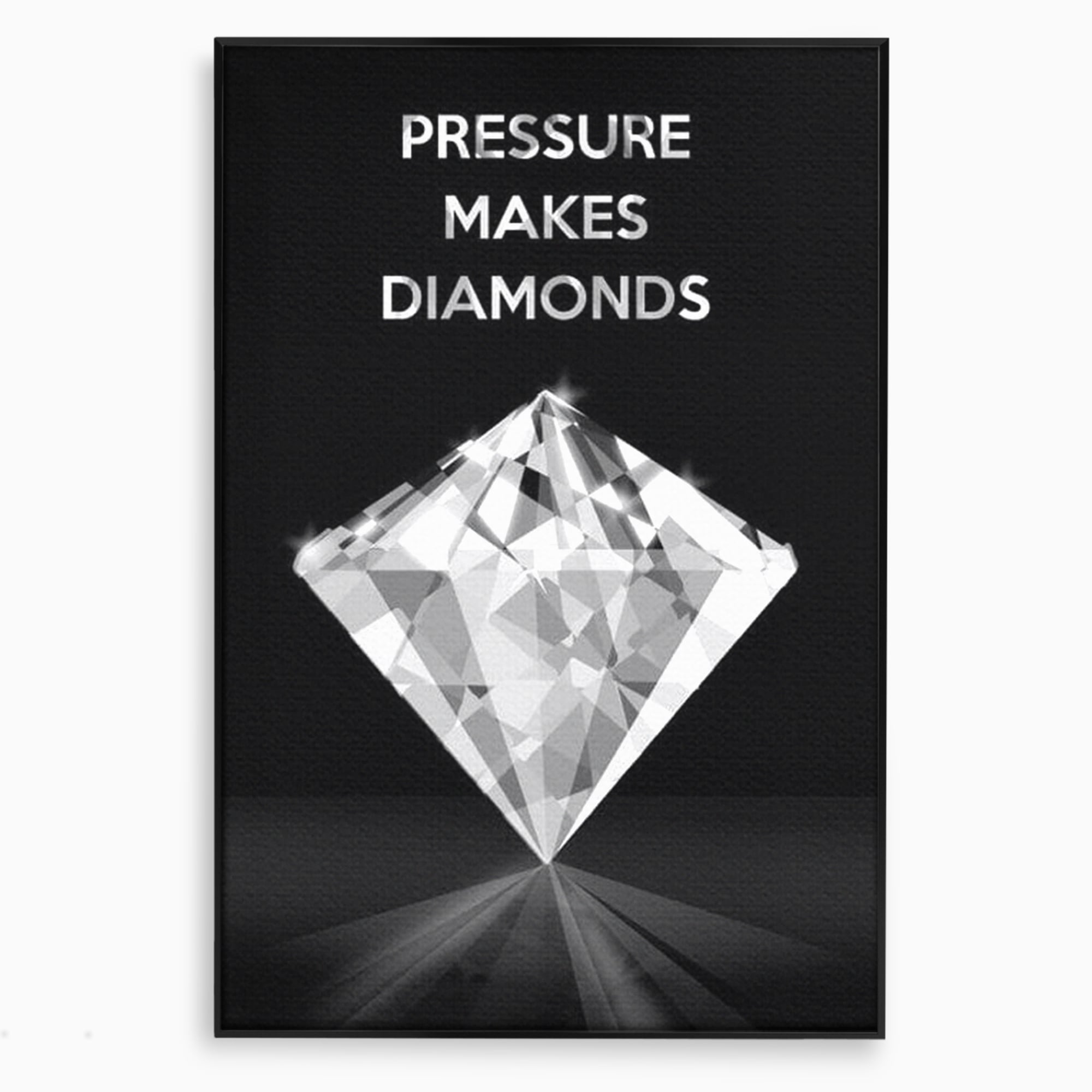 Tablou canvas cu tablou motivational cu diamant argintiu, in rama de aluminiu negru