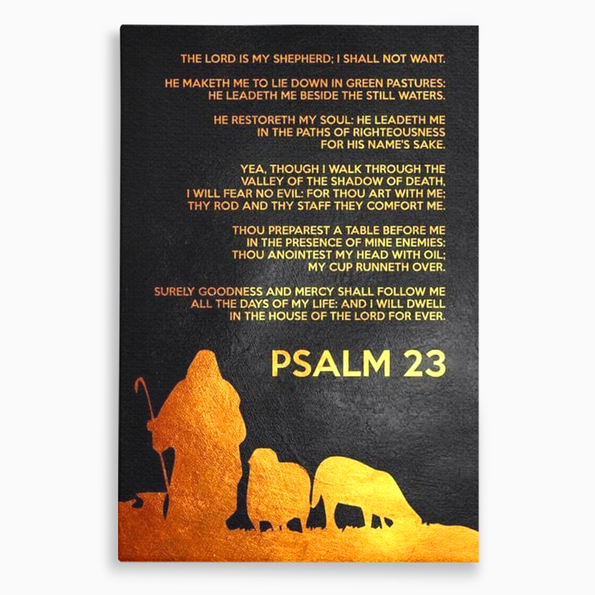 Tablou canvas cu tablou canvas cu psalm si silueta aurie, fara rama, pe sasiu de lemn