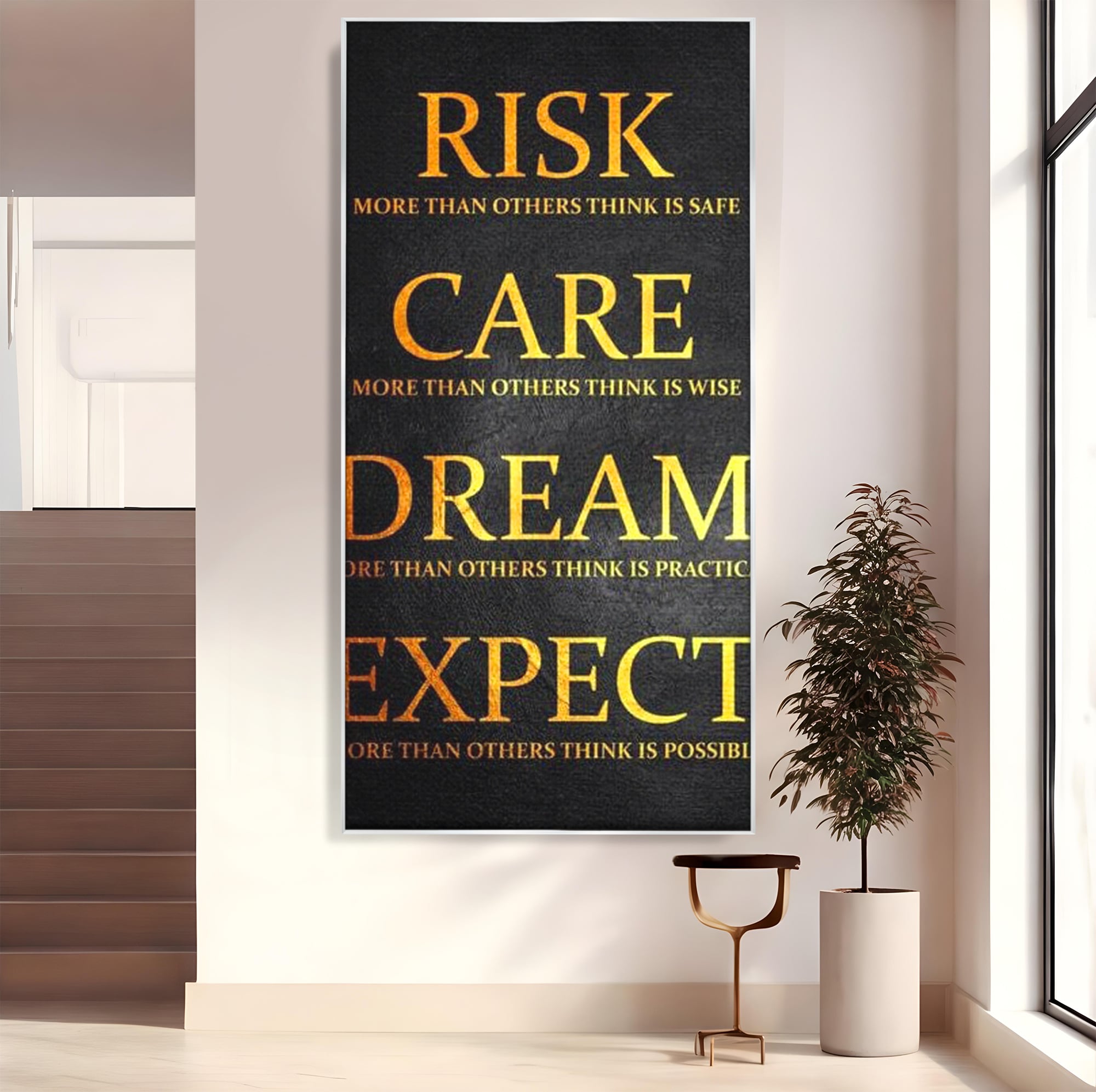 Tablou canvas cu tablou canvas cu citat motivational, in rama de aluminiu argintiu