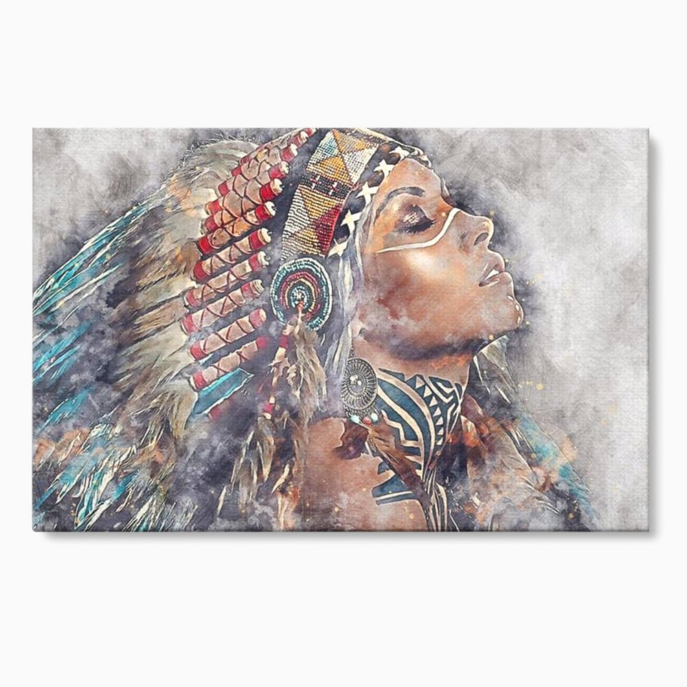Tablou canvas cu tablou canvas cu femeie indigena, fara rama, pe sasiu de lemn
