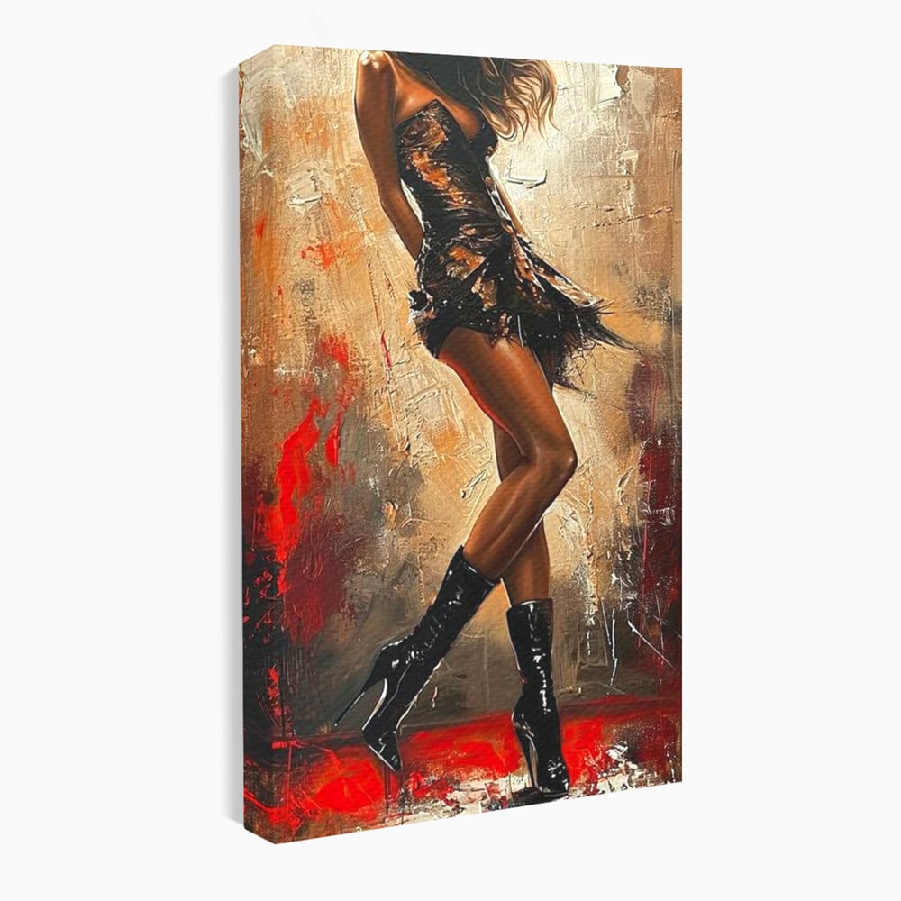 Tablou canvas cu tablou canvas cu silueta de dansatoare, fara rama, pe sasiu de lemn