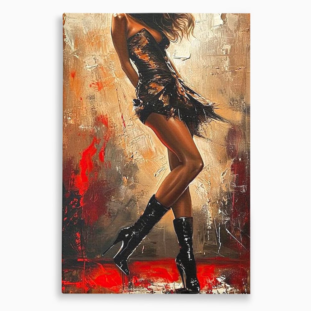 Tablou canvas cu tablou canvas cu silueta de dansatoare, fara rama, pe sasiu de lemn