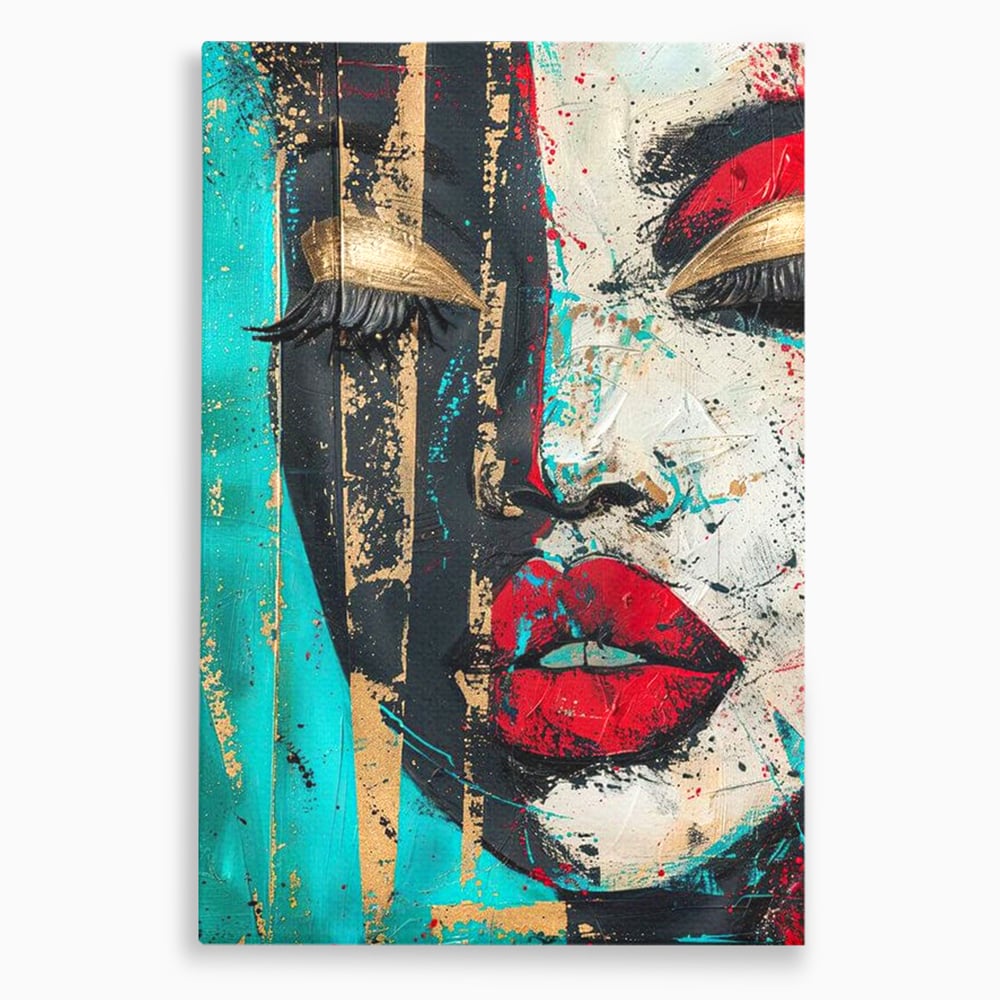 Tablou canvas cu tablou canvas cu portret avangardist, fara rama, pe sasiu de lemn