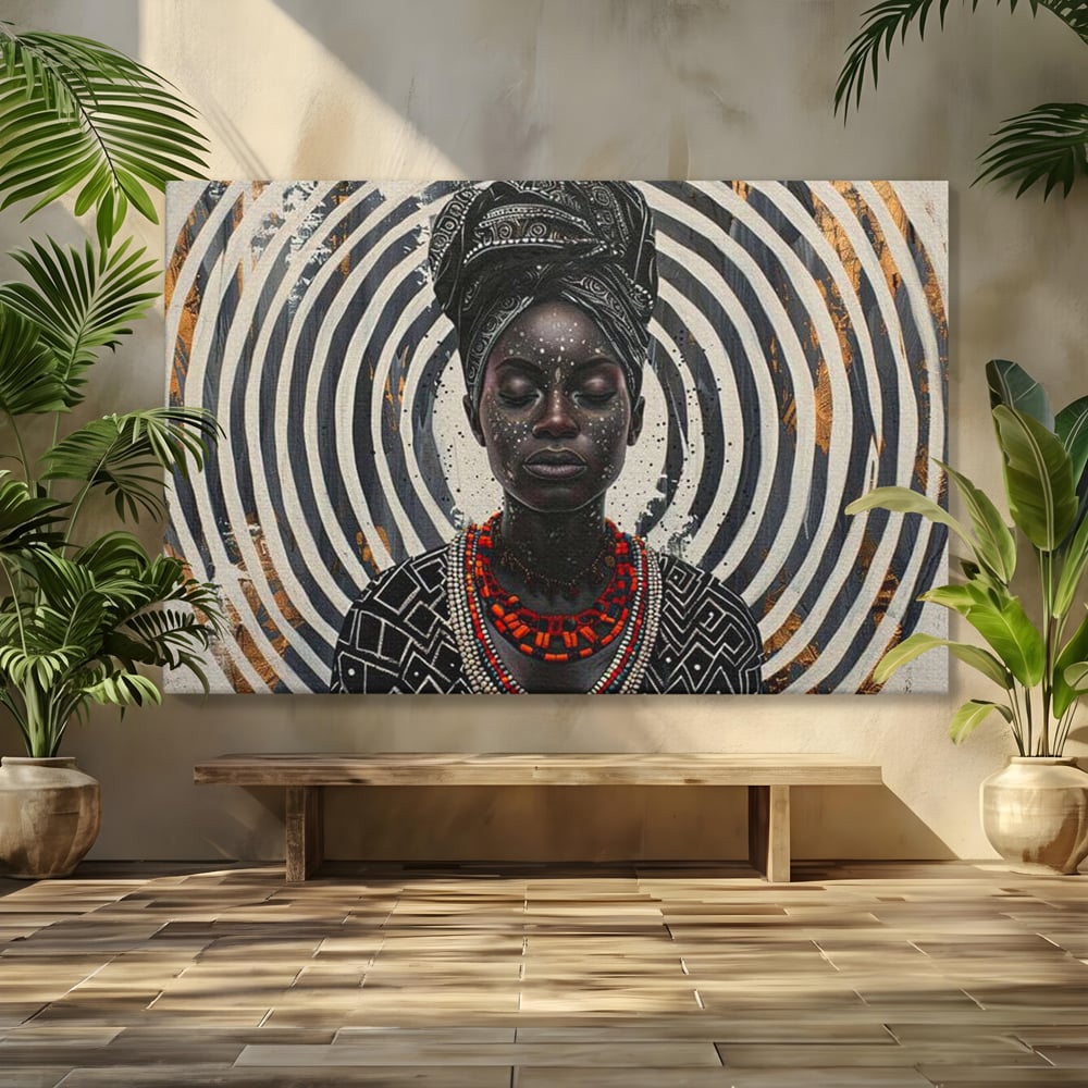 Tablou canvas cu tablou canvas cu regina africana, fara rama, pe sasiu de lemn