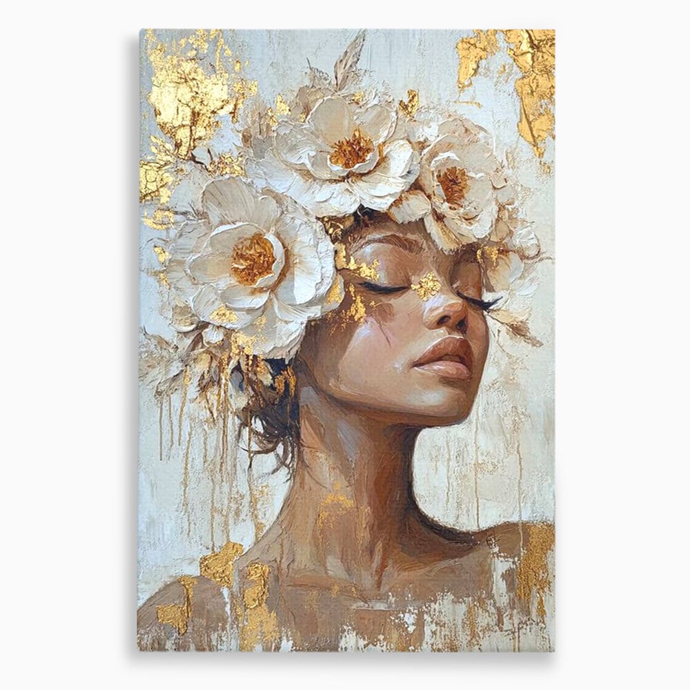 Tablou canvas cu tablou canvas cu portretul unei femei, fara rama, pe sasiu de lemn