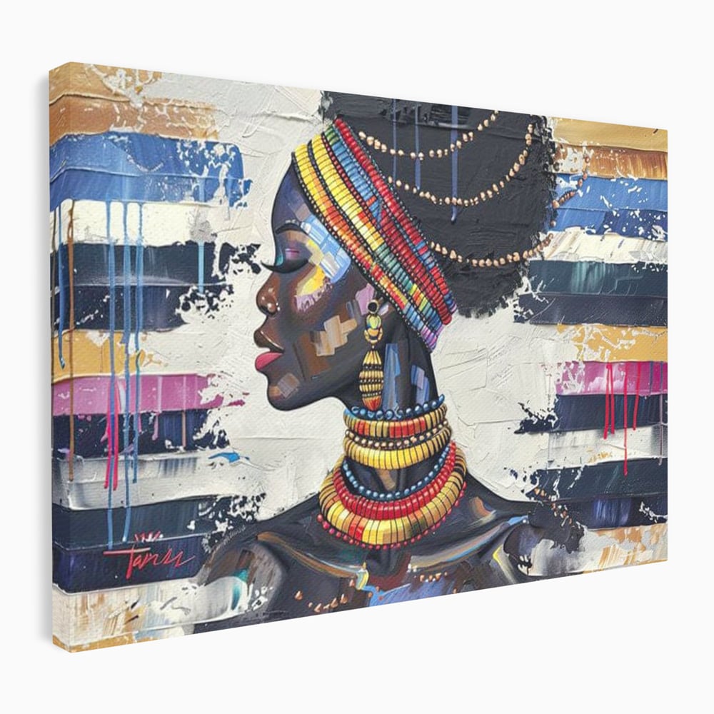 Tablou canvas cu tablou canvas cu regina africana, fara rama, pe sasiu de lemn