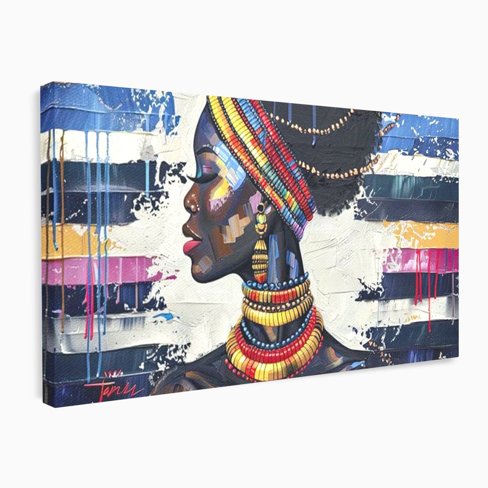 Tablou canvas cu tablou canvas cu regina africana, fara rama, pe sasiu de lemn