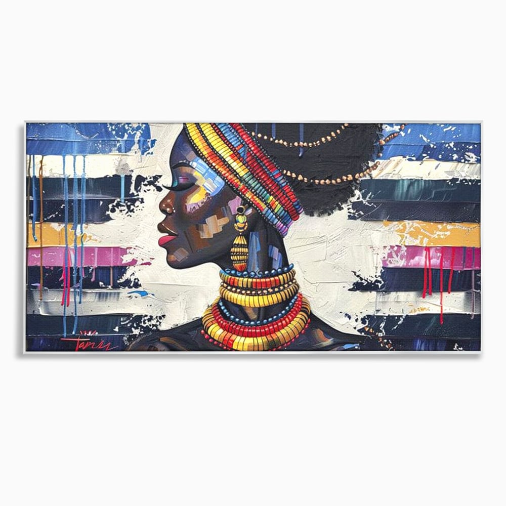 Tablou canvas cu tablou canvas cu regina africana, in rama de aluminiu argintiu