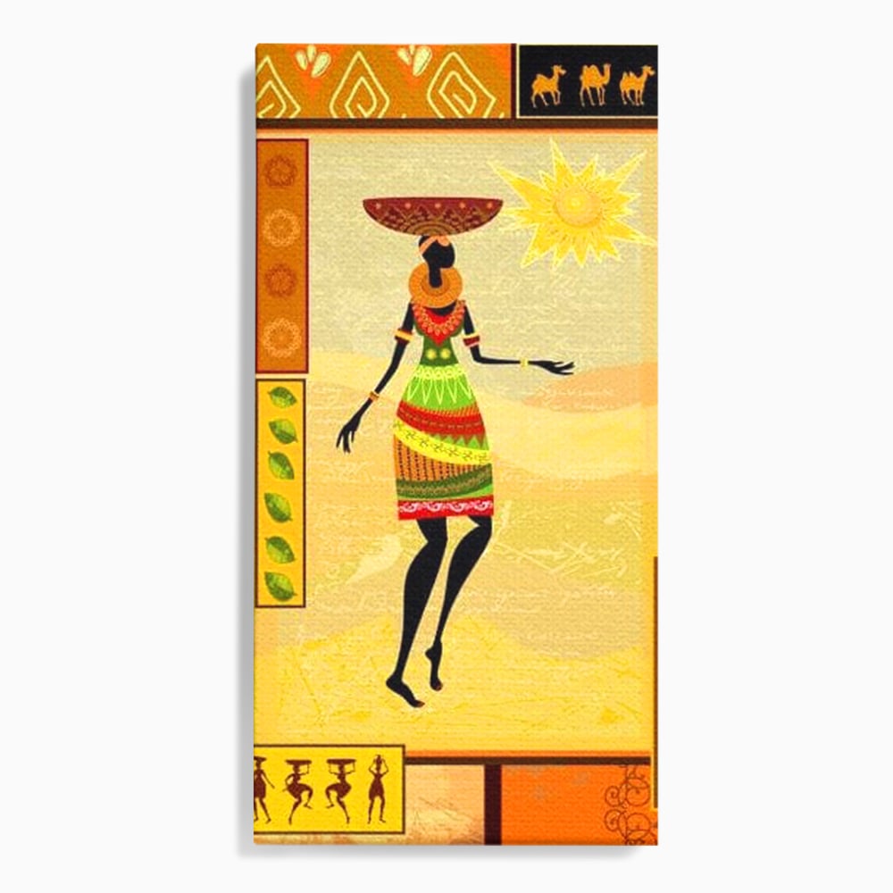 Tablou canvas cu tablou canvas cu silueta feminina african, fara rama, pe sasiu de lemn