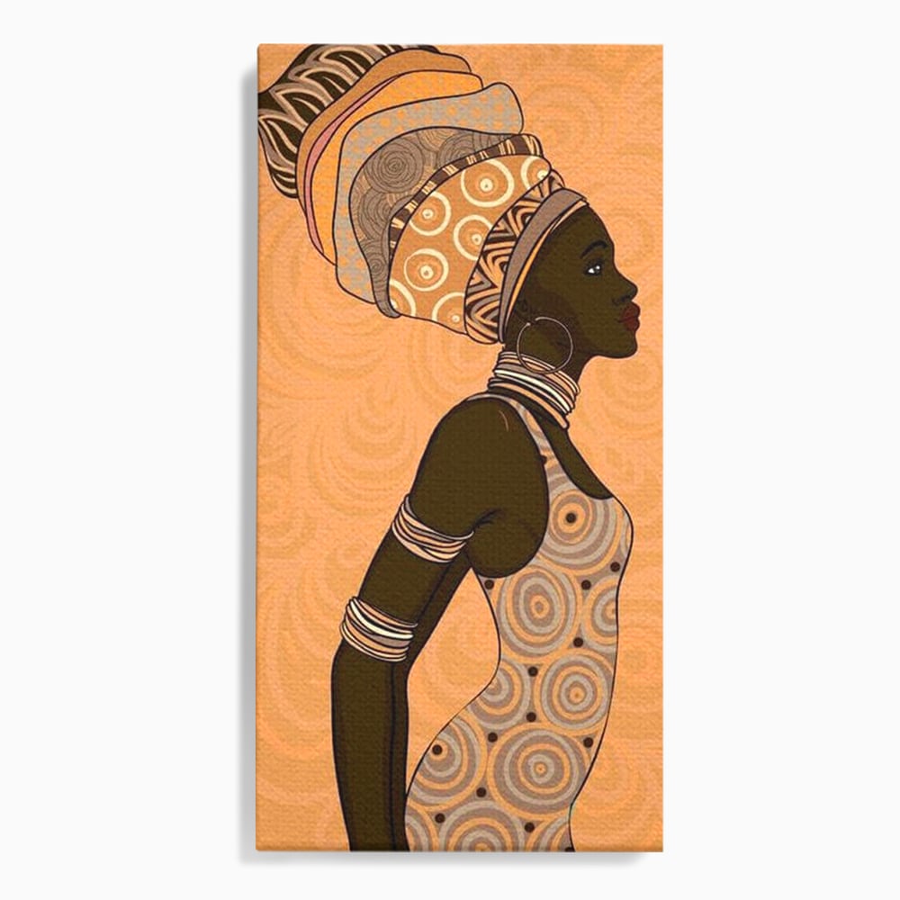 Tablou canvas cu tablou canvas portret femeie africana, fara rama, pe sasiu de lemn
