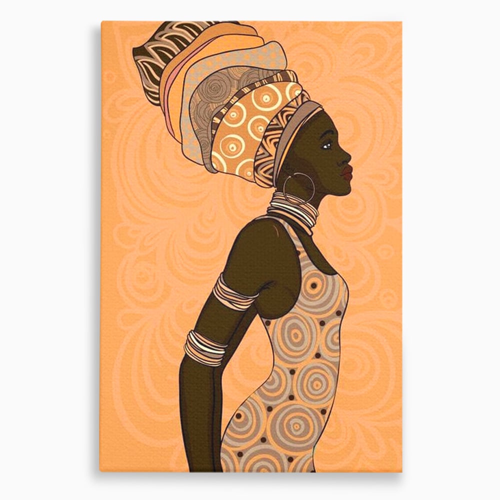 Tablou canvas cu tablou canvas portret femeie africana, fara rama, pe sasiu de lemn