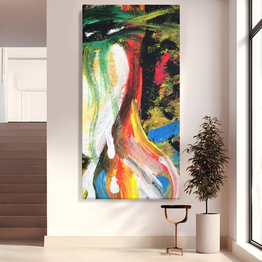 Tablou canvas cu pictura abstracta cu portret si lacrimi, fara rama, pe sasiu de lemn