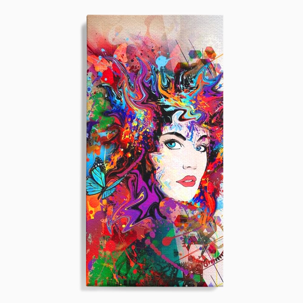Tablou canvas cu tablou canvas cu portret artistic de femeie, fara rama, pe sasiu de lemn