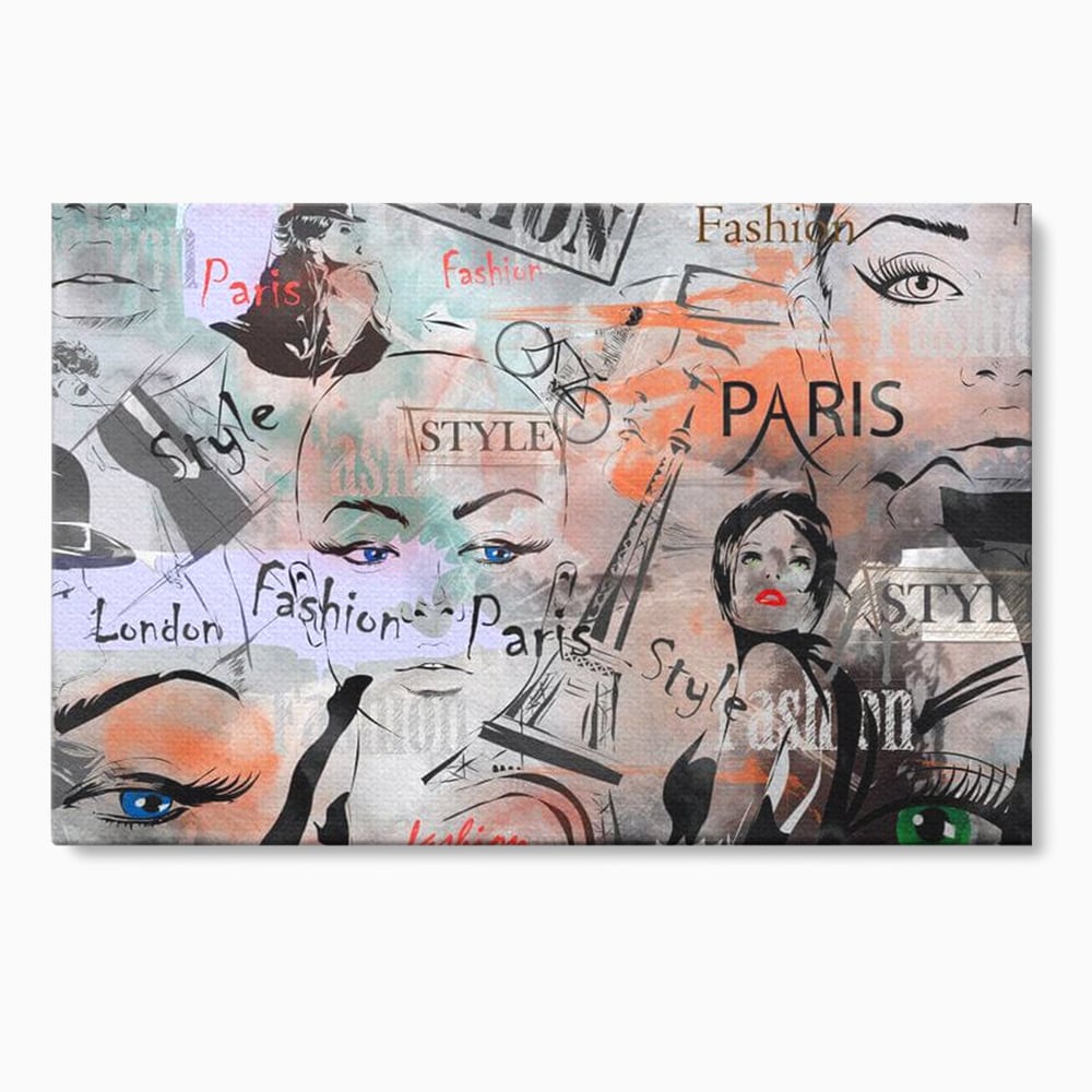 Tablou canvas cu ilustratia digitala cu tematica fashion, fara rama, pe sasiu de lemn