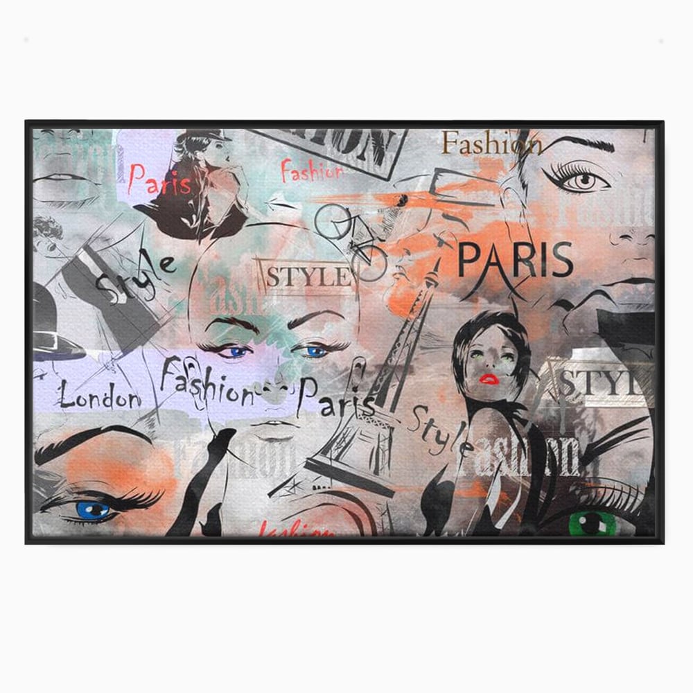 Tablou canvas cu ilustratia digitala cu tematica fashion, in rama de aluminiu negru