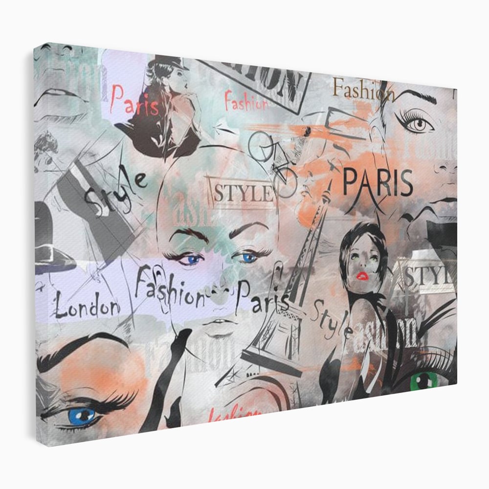 Tablou canvas cu ilustratia digitala cu tematica fashion, fara rama, pe sasiu de lemn