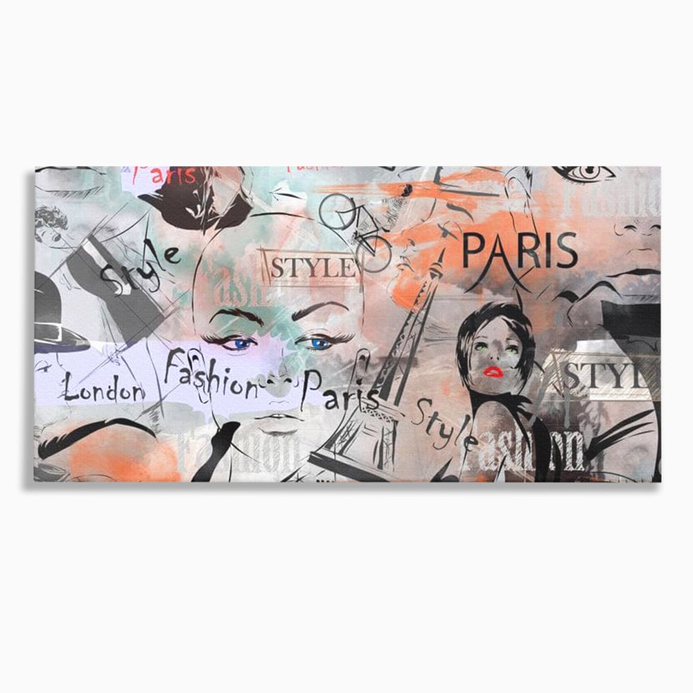 Tablou canvas cu ilustratia digitala cu tematica fashion, fara rama, pe sasiu de lemn