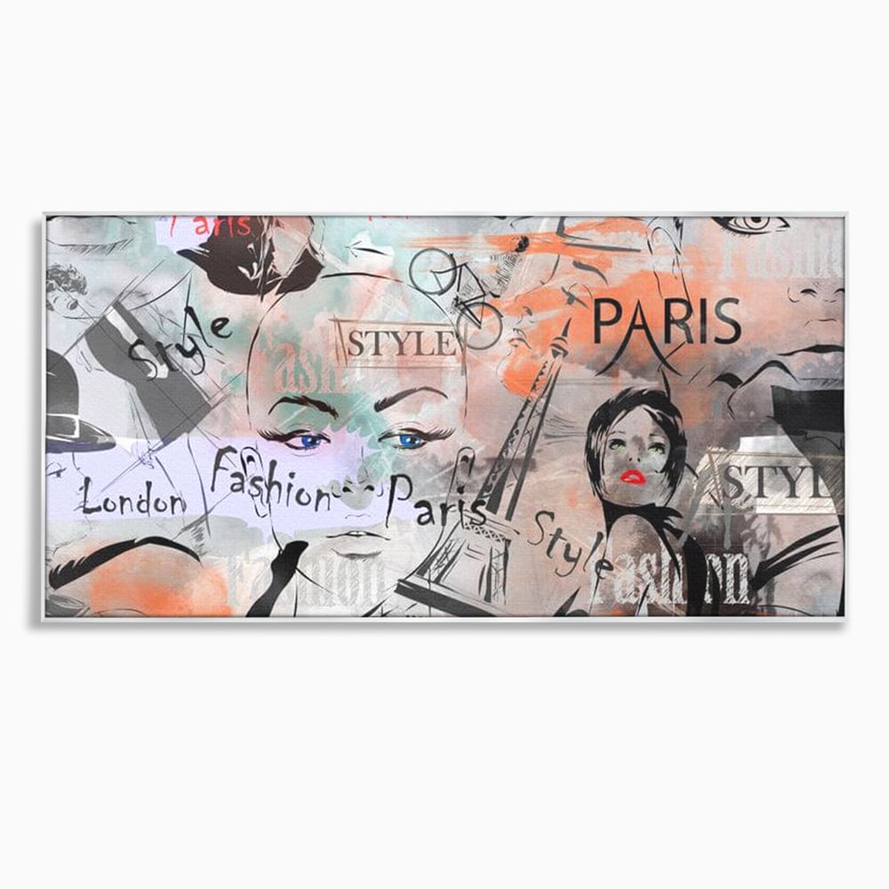 Tablou canvas cu ilustratia digitala cu tematica fashion, in rama de aluminiu argintiu