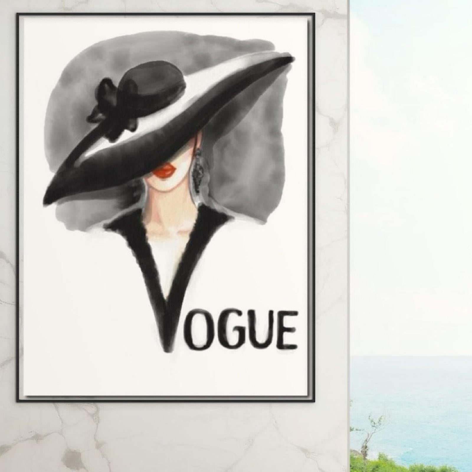 Tablou Canvas Premium, LuxCanva® G1106, Coperta Vogue, Lady, Stil, Eleganta, Moda, Fashion, Catwalk, Chic, Silueta, Palarie, Diva, Living, Dormitor