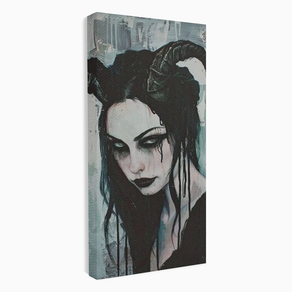 Tablou canvas cu tablou canvas cu portret gotic feminin, fara rama, pe sasiu de lemn