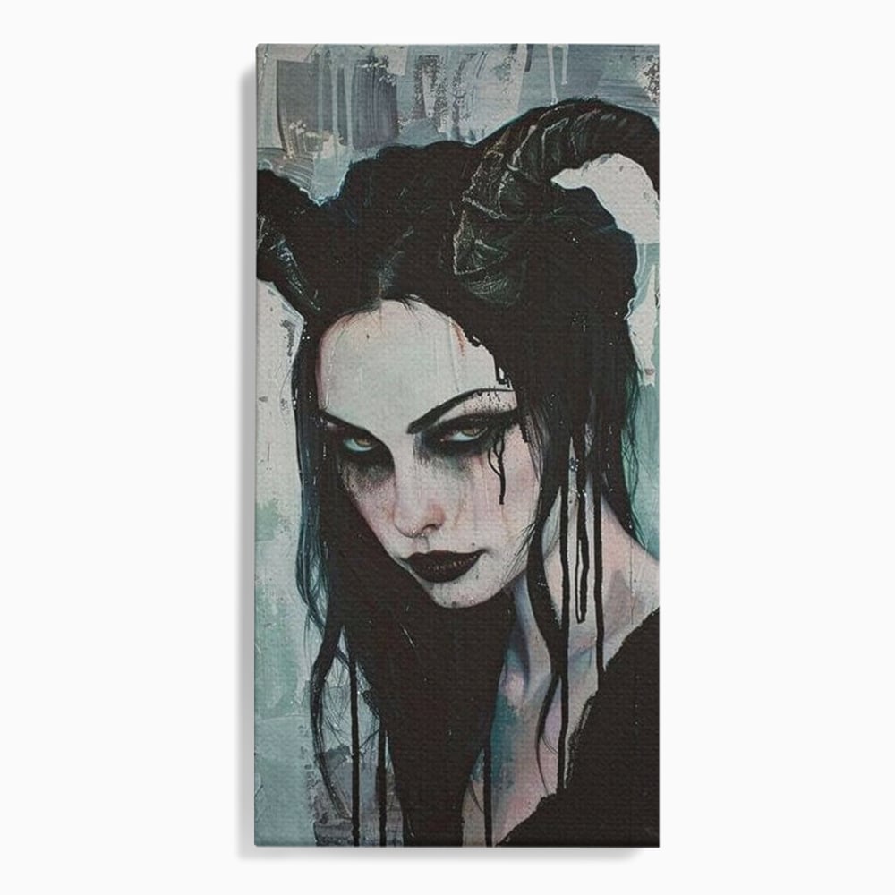 Tablou canvas cu tablou canvas cu portret gotic feminin, fara rama, pe sasiu de lemn