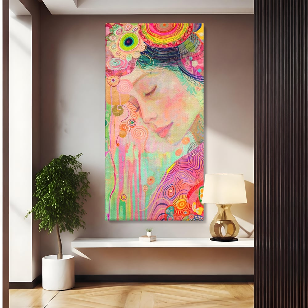 Tablou canvas cu tablou canvas cu portret de zana, fara rama, pe sasiu de lemn