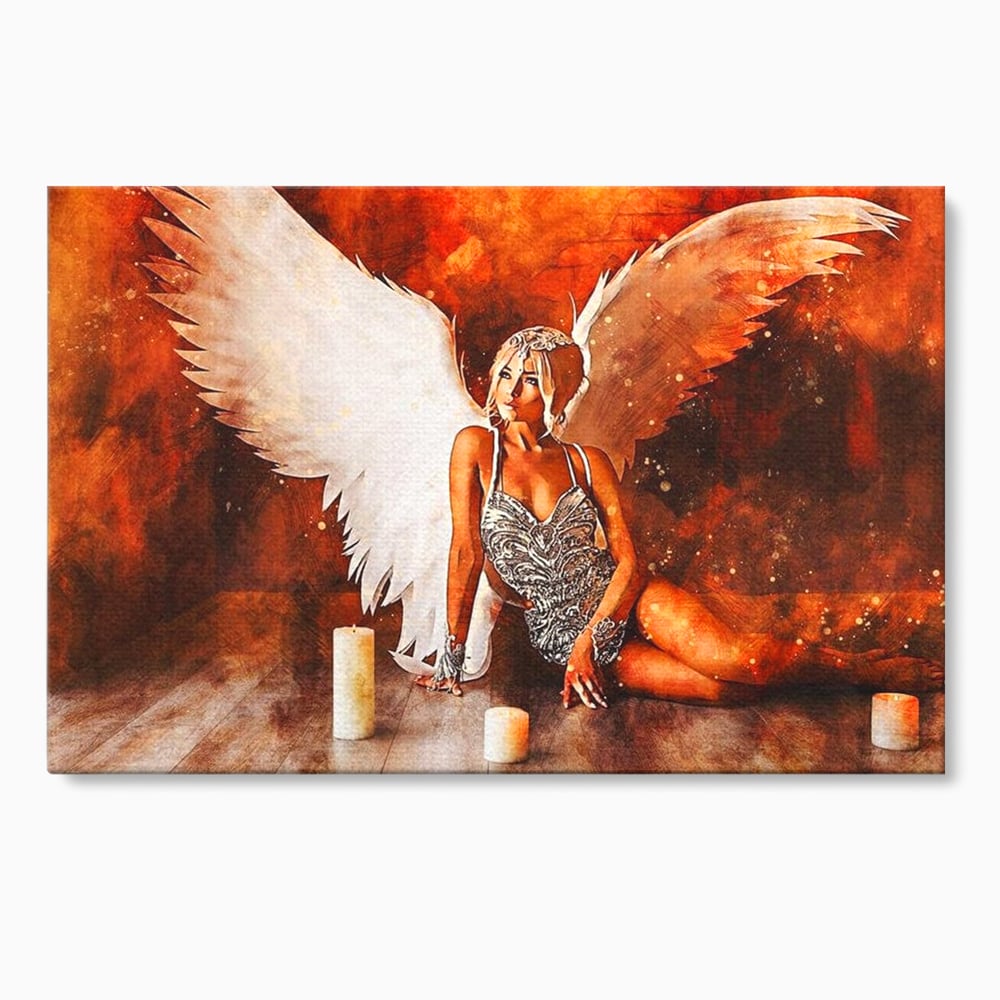Tablou canvas cu tablou canvas cu inger si aripi, fara rama, pe sasiu de lemn