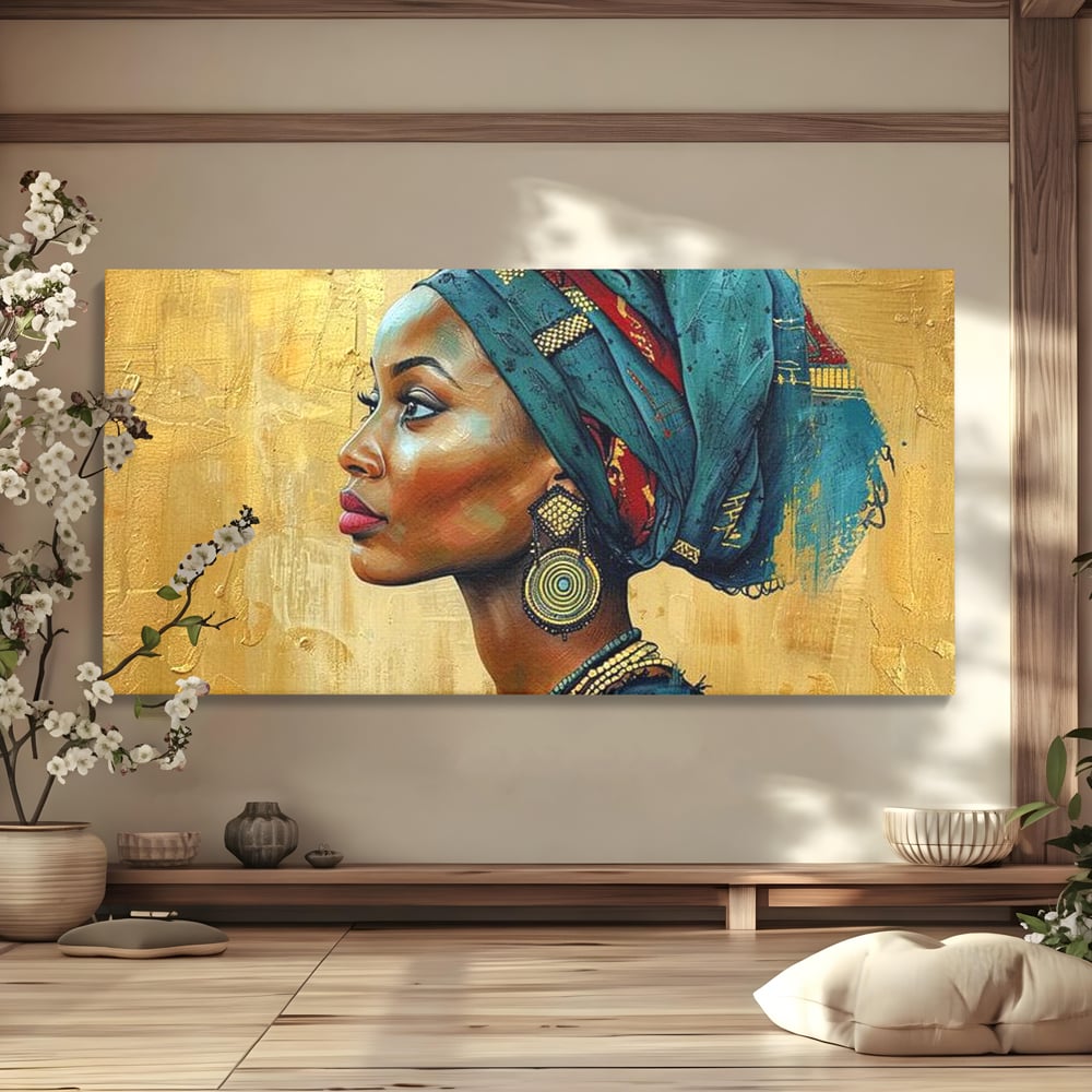 Tablou canvas cu tablou canvas cu profil de femeie, fara rama, pe sasiu de lemn