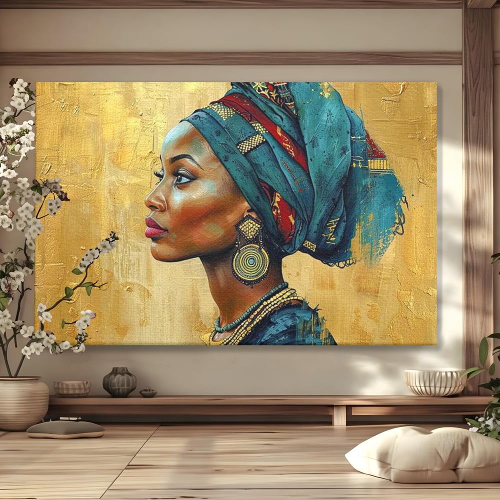 Tablou canvas cu tablou canvas cu profil de femeie, fara rama, pe sasiu de lemn