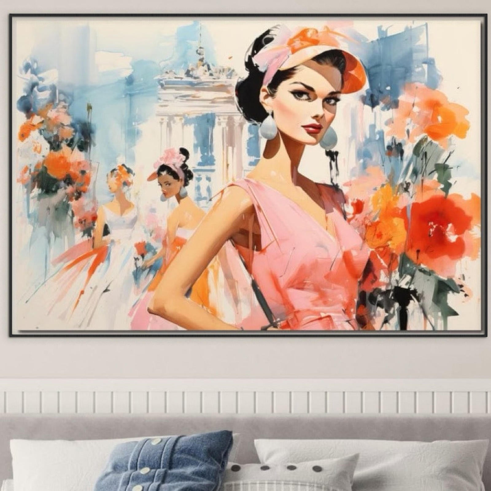 Tablou Canvas Premium, LuxCanva® G1130, O Primavara Retro, Paris, Stil, Eleganta, Femei, Bulevard, Moda, Trecut, Vintage, Rafinament, Living, Dormitor