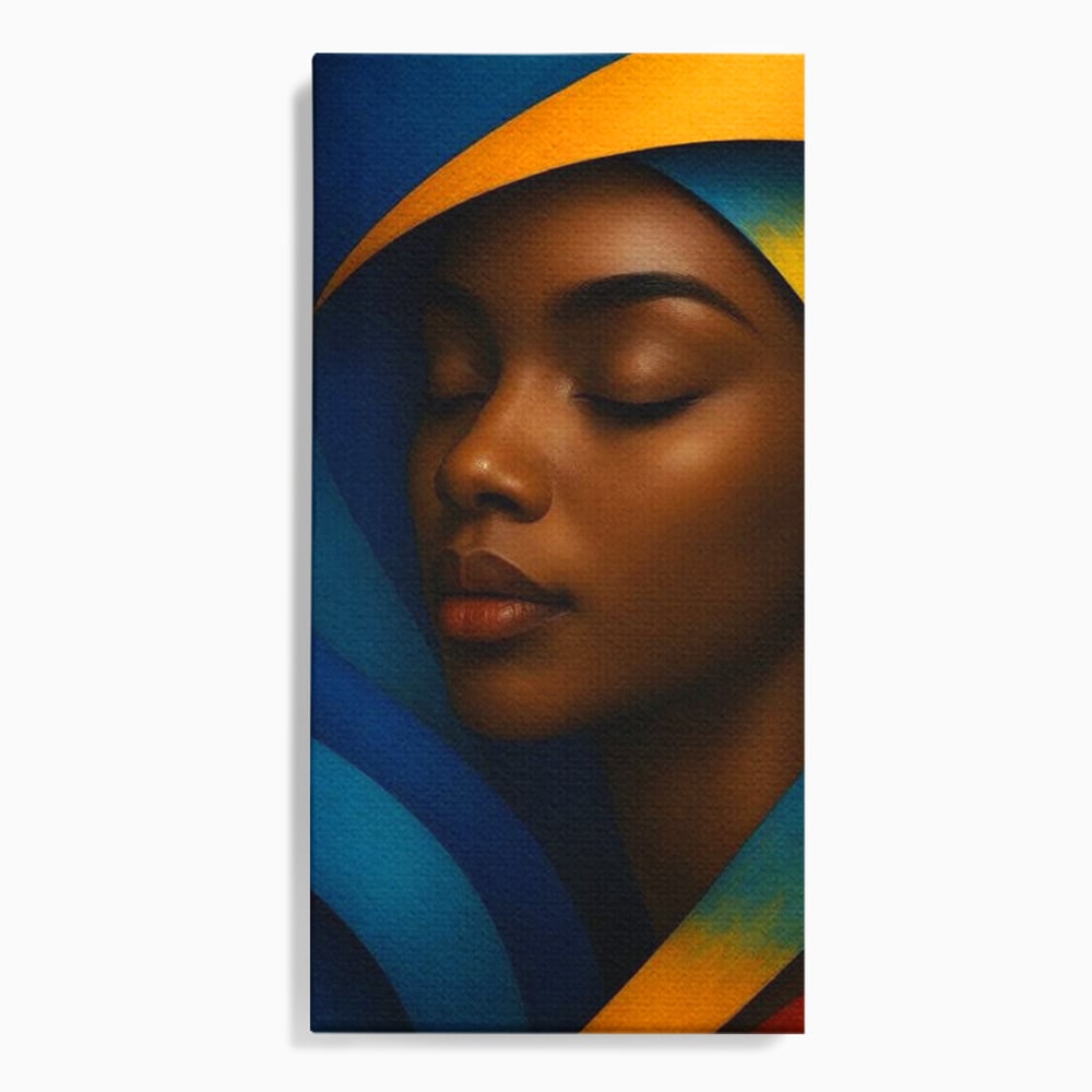 Tablou canvas cu tablou canvas cu chip de femeie in profil, fara rama, pe sasiu de lemn