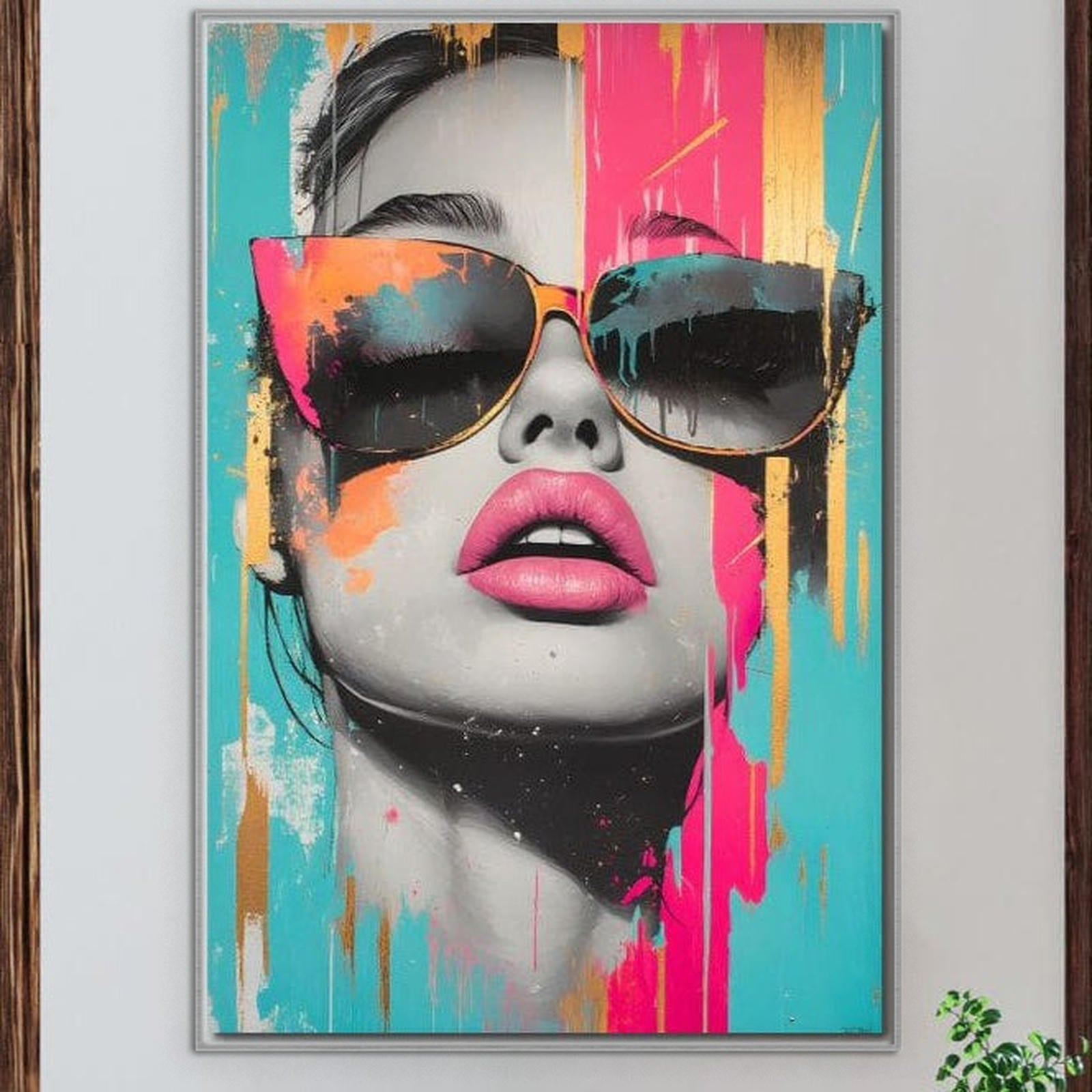 Tablou Canvas Premium, LuxCanva® G1143, Diva Urbana, Pop Art, Street Art, Culori, Ochelari de Soare, Modern, Glam, Club, Distractie, Fashion, Lifestyle, Tinerete, Birou, Living