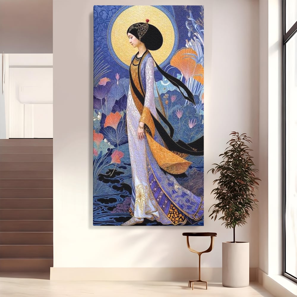 Tablou canvas cu tablou canvas cu regina in stil art nouveau, fara rama, pe sasiu de lemn