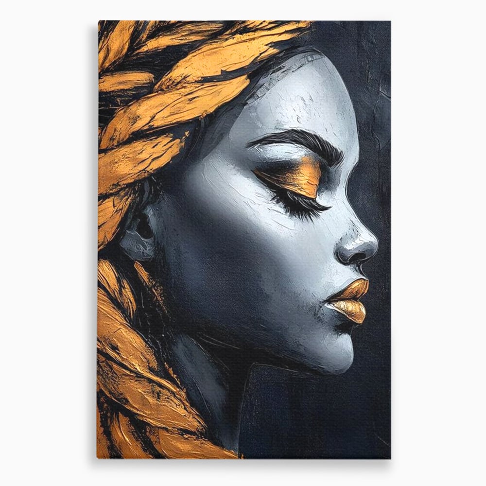 Tablou canvas cu tablou canvas cu profil de femeie, fara rama, pe sasiu de lemn