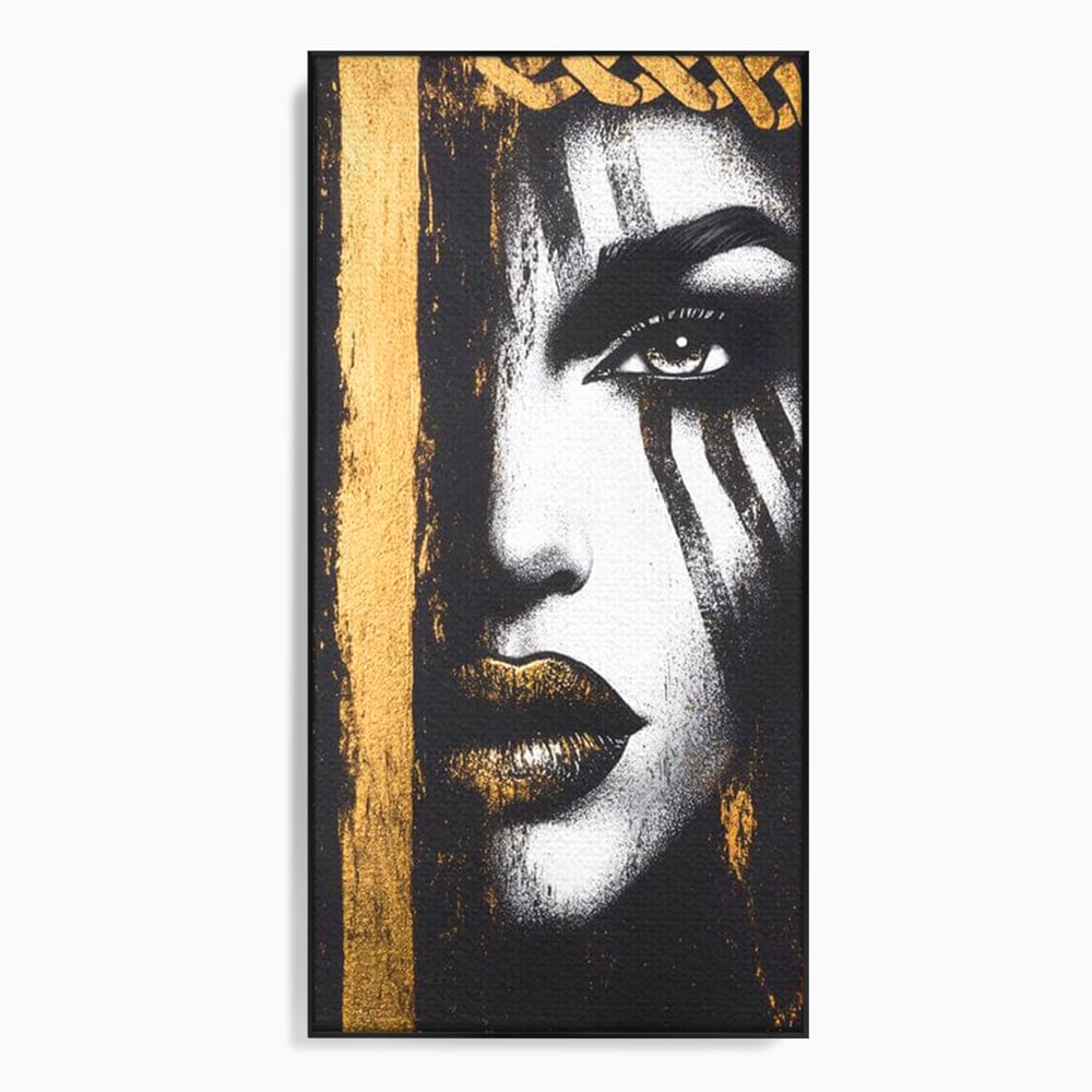 Tablou canvas cu tablou canvas cu chip de femeie, in rama de aluminiu negru