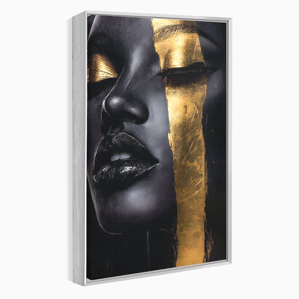 Tablou canvas cu tablou canvas cu chip de femeie, in rama de aluminiu argintiu