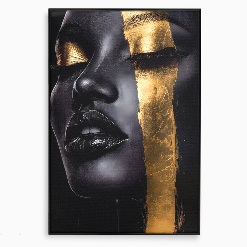 Tablou canvas cu tablou canvas cu chip de femeie, in rama de aluminiu negru