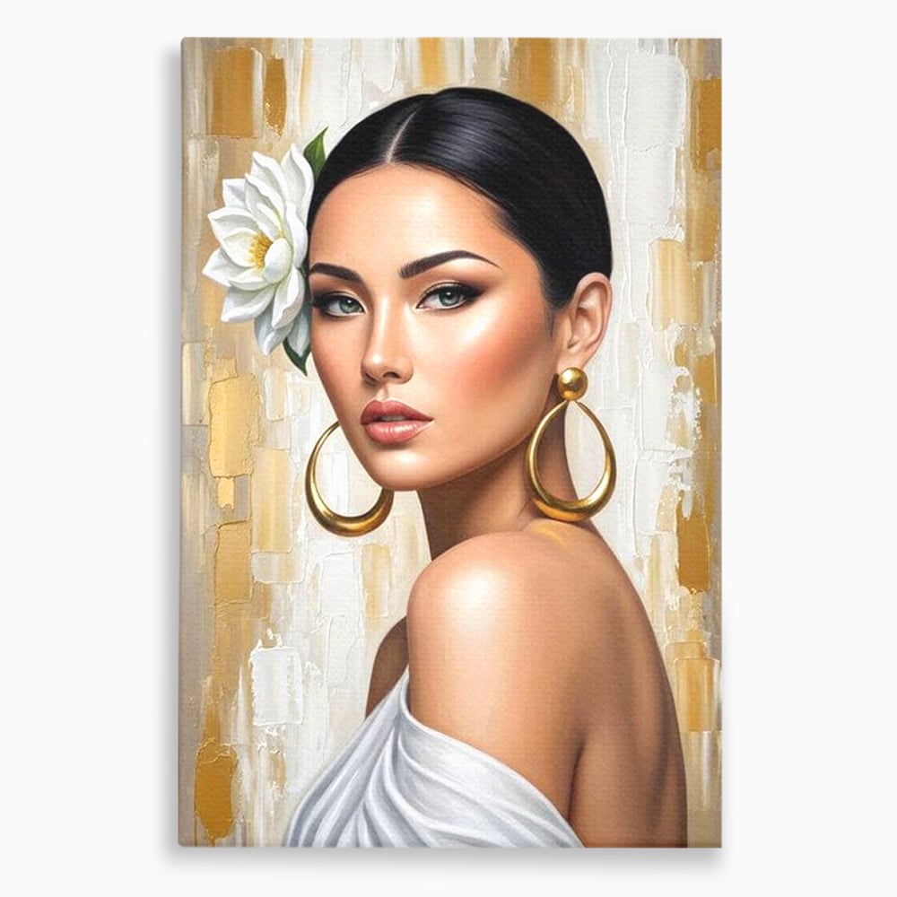 Tablou canvas cu tablou canvas cu portret de femeie, fara rama, pe sasiu de lemn
