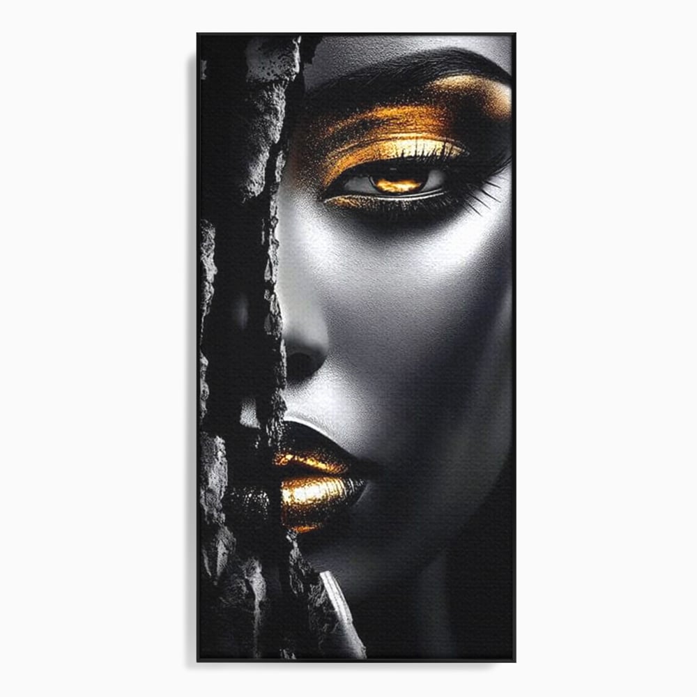 Tablou canvas cu tablou canvas cu o femeie, in rama de aluminiu negru