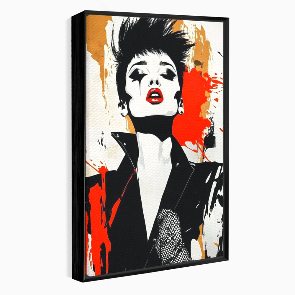 Tablou canvas cu tablou canvas cu femeie rebela, in rama de aluminiu negru