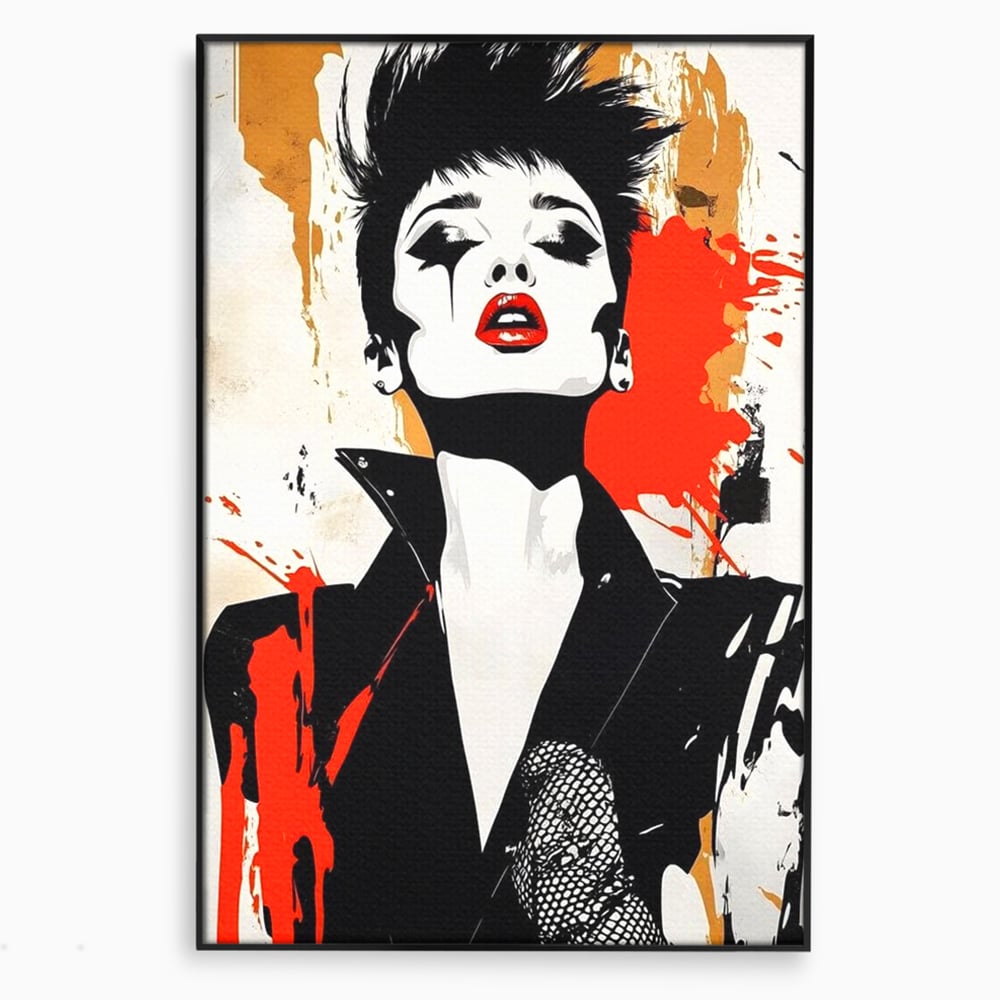 Tablou canvas cu tablou canvas cu femeie rebela, in rama de aluminiu negru
