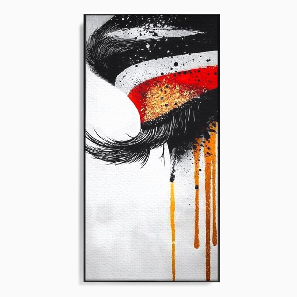 Tablou canvas cu tablou canvas cu ochi stilizat, in rama de aluminiu negru