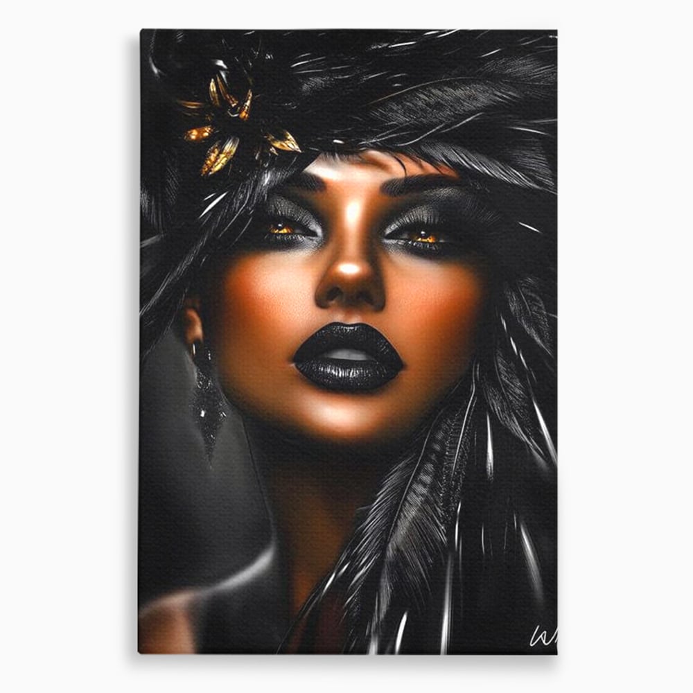 Tablou canvas cu tablou canvas cu portret artistic de femeie, fara rama, pe sasiu de lemn