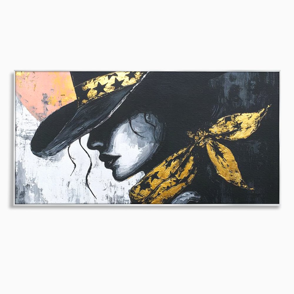Tablou canvas cu tablou canvas cu femeie profil, in rama de aluminiu argintiu