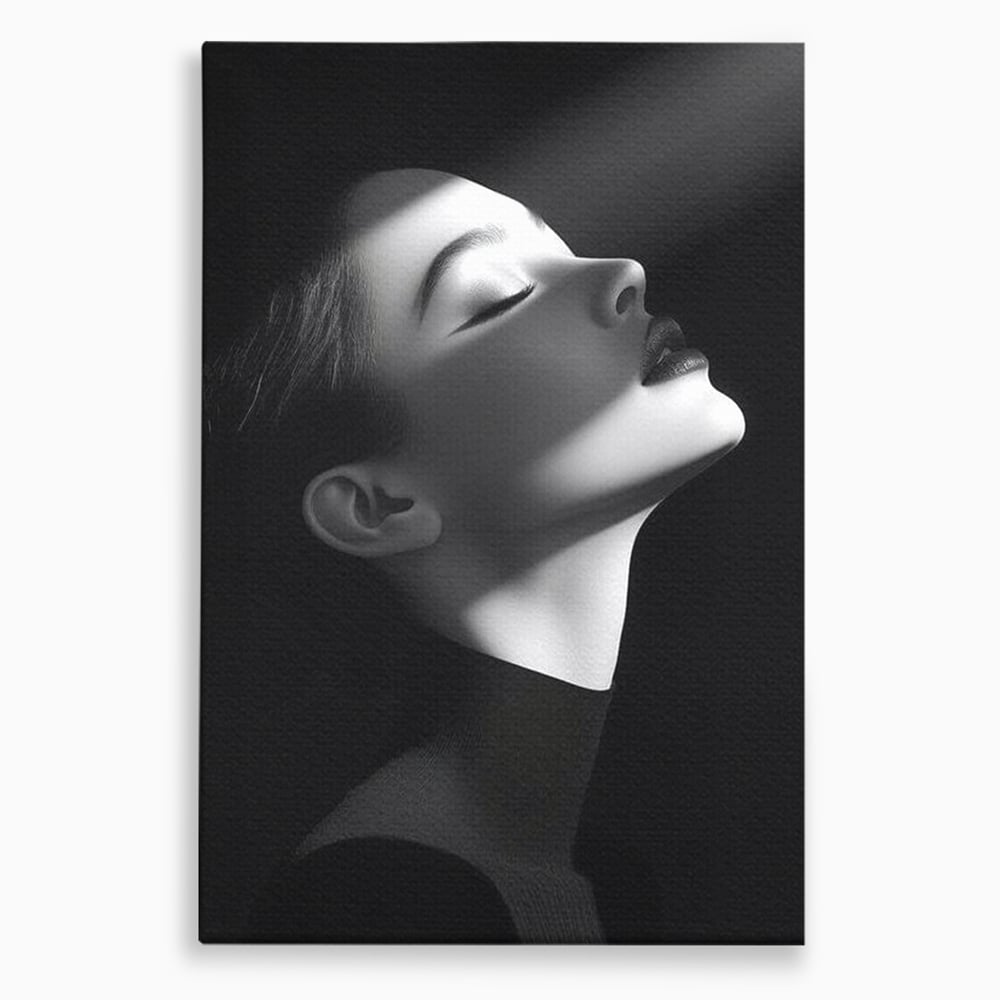 Tablou canvas cu tablou canvas portret alb-negru femeie, fara rama, pe sasiu de lemn