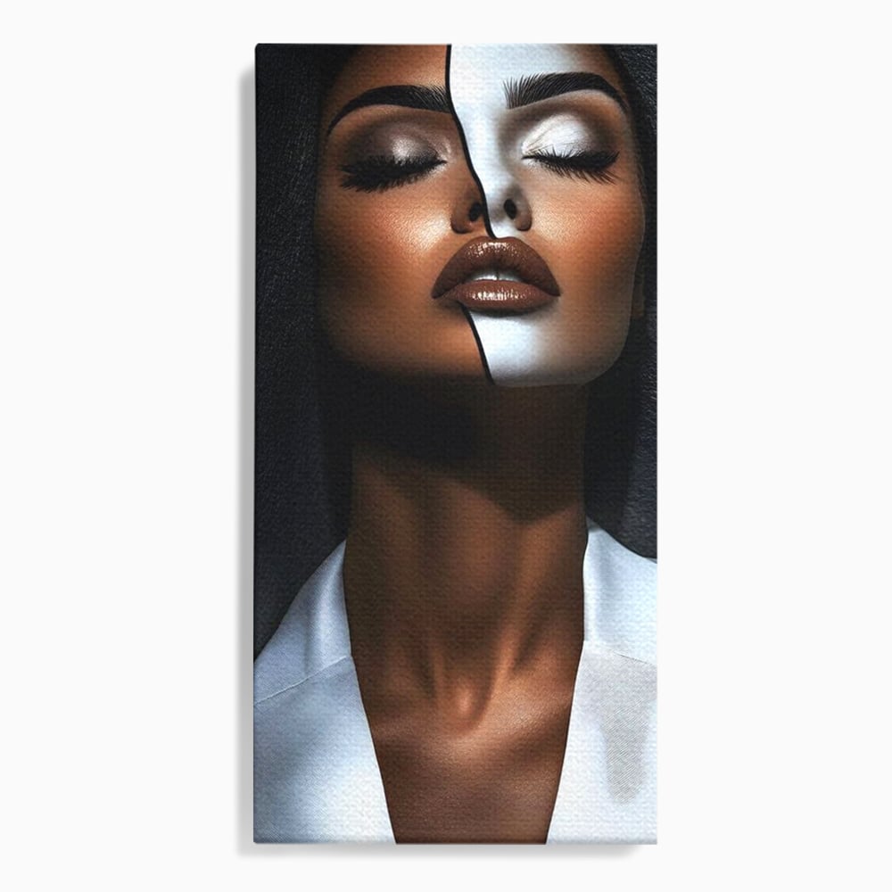 Tablou canvas cu tablou canvas cu portret dual de femeie, fara rama, pe sasiu de lemn