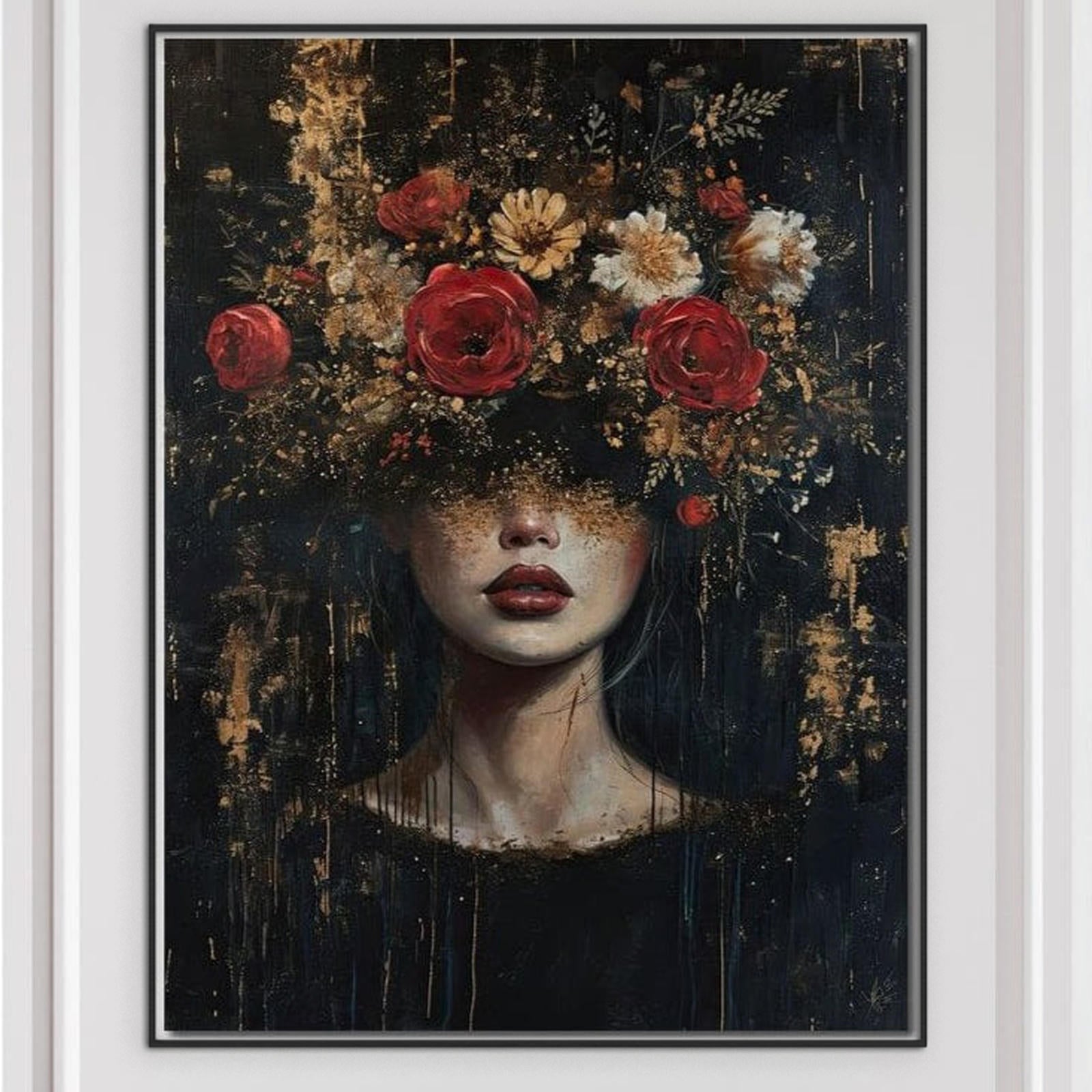 Tablou Canvas Premium, LuxCanva® G1200, Regina Florilor Nocturne, Gradina, Interior, Trandafiri, Tacere, Visare, Petale, Natura, Roze, Mitologic, Splendoare, Birou, Living, Dormitor